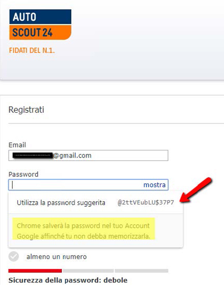 Gestione password Google test